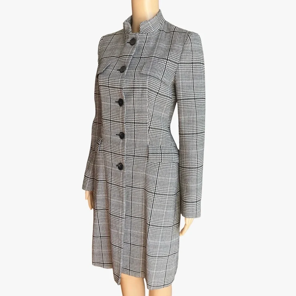 ZARA Made in Spain Wool-Blend Houndstooth Coat | Tailored Fit | Size S - Picture 4 of 10